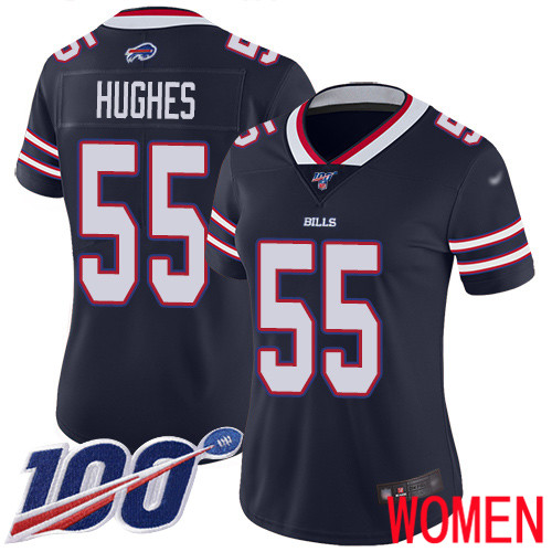 Women Buffalo Bills 55 Jerry Hughes Limited Navy Blue Inverted Legend 100th Season NFL Jersey